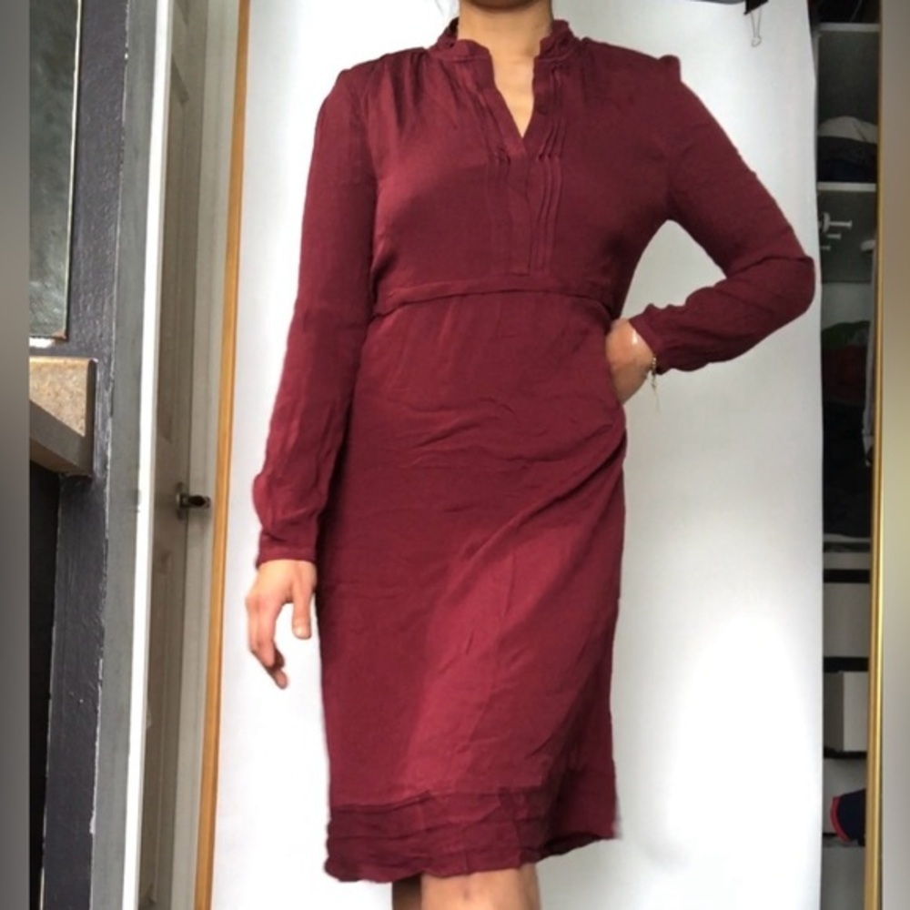 ⚫️ ANTHROPOLOGIE | SEE U SOON Merlot Long Sleeve Dress​​​​​​​​
